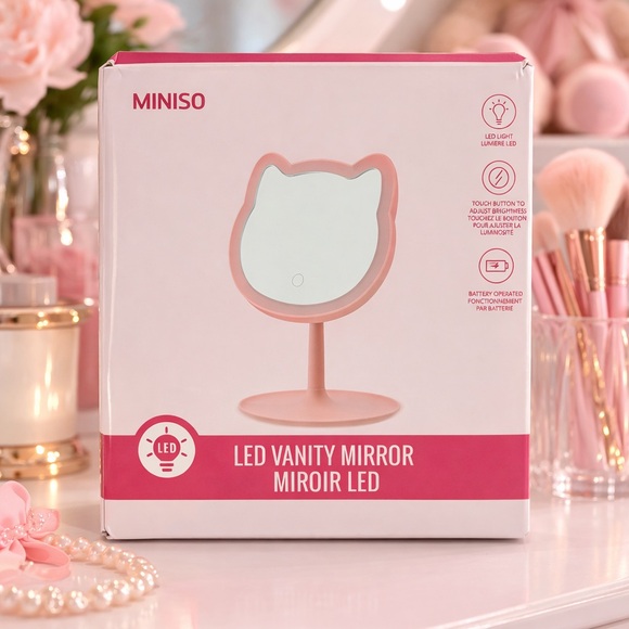 MINISO LED Cat Vanity Mirror – Pink | New in Box - Picture 3 of 7